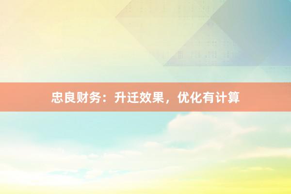 忠良财务：升迁效果，优化有计算